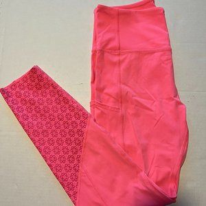 Zyia Neon Coral flower power leggings Luxe Hi-Rise